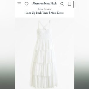 Abercrombie Lace-Up Back Tiered White Maxi Dress